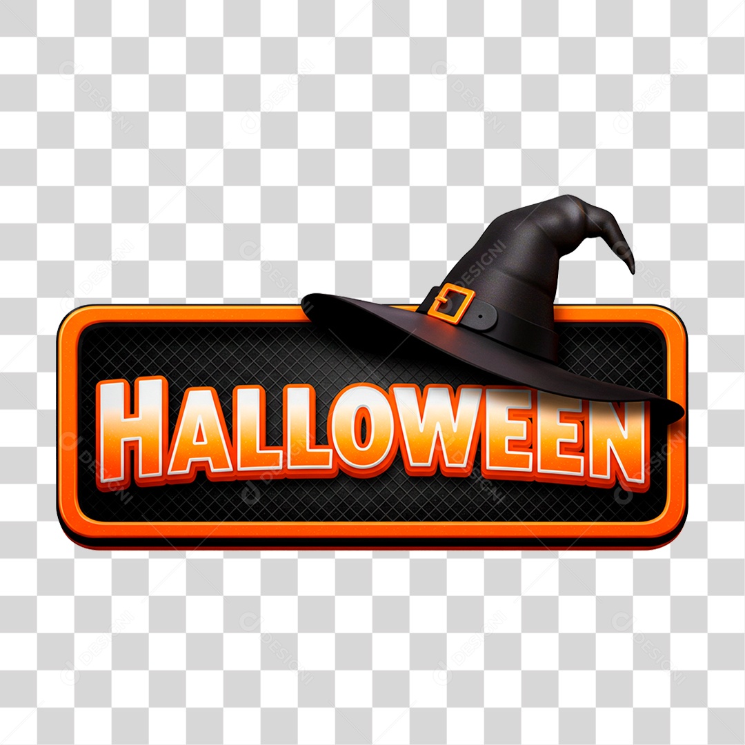 Selo 3D Halloween para Composição PNG Transparente