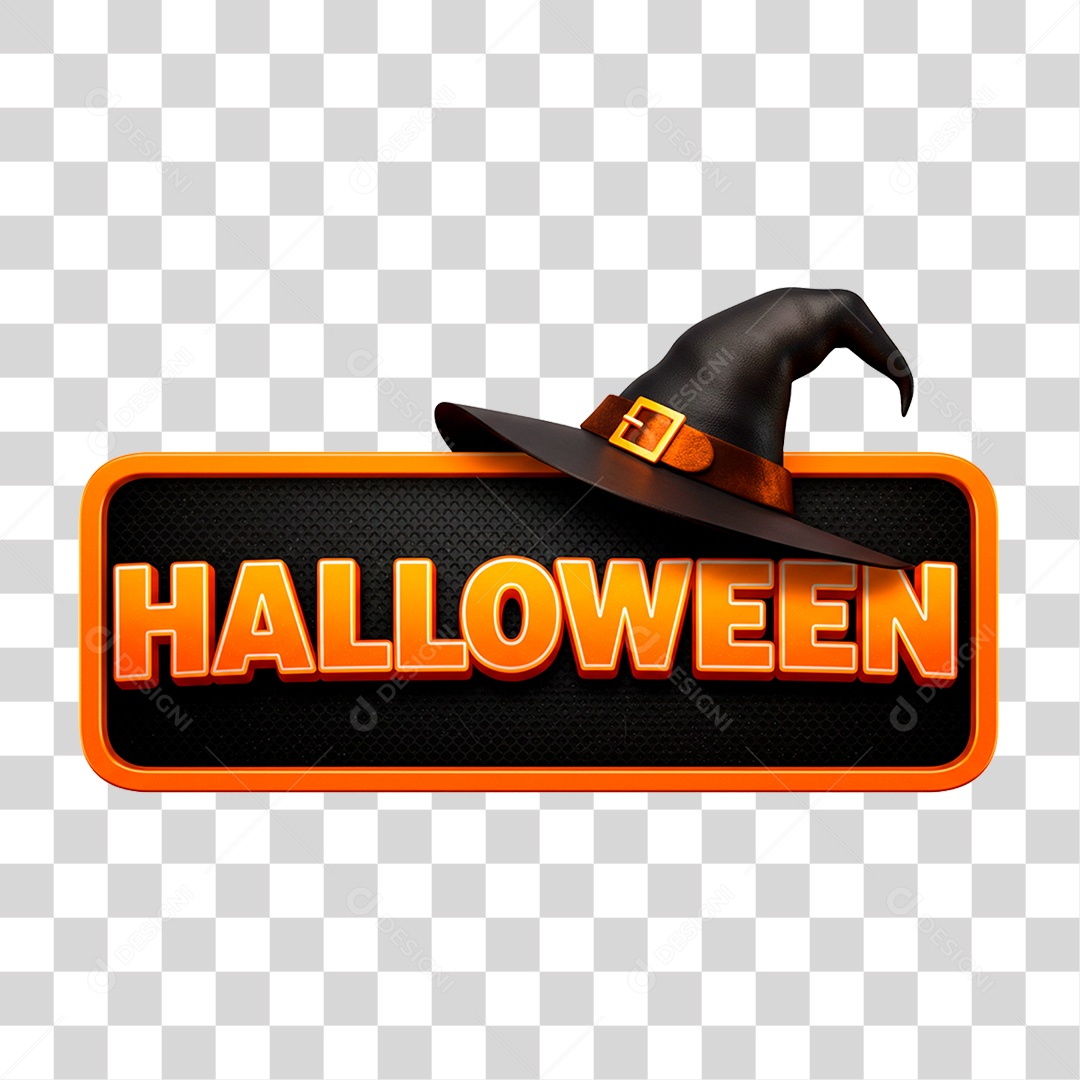 Selo 3D Halloween para Composição PNG Transparente