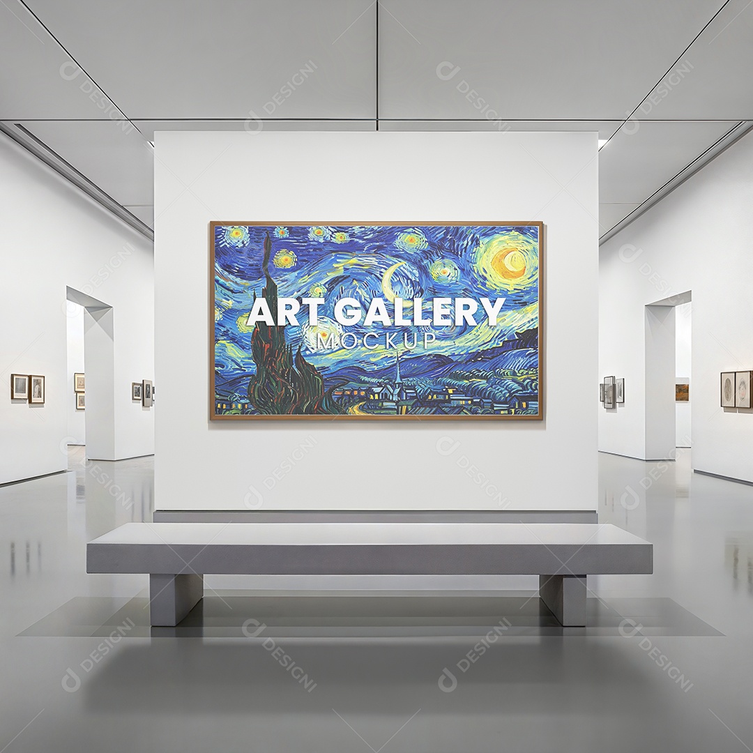 Exposição de obra de arte em galeria PSD editável Mockup