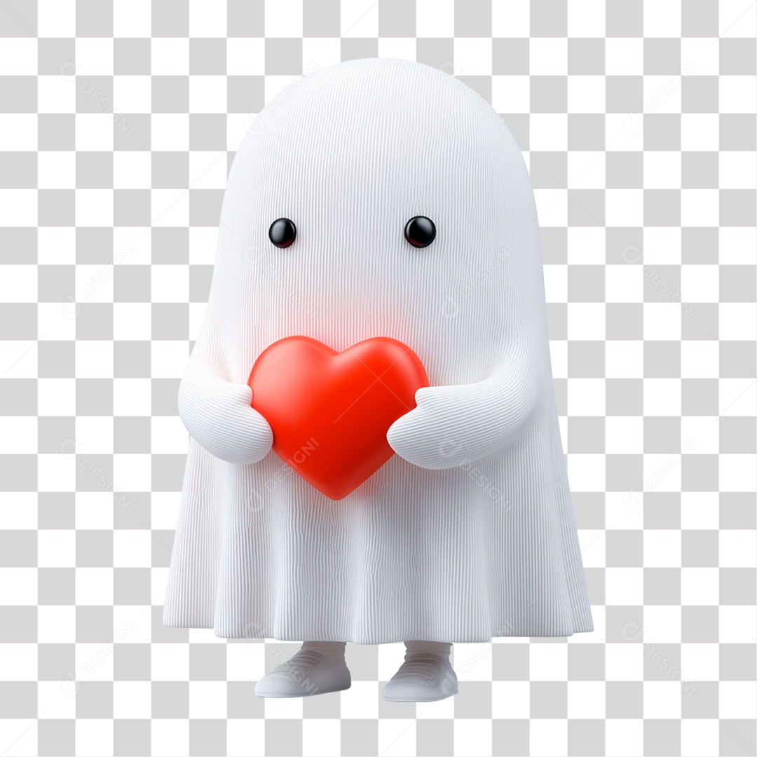 Personagem 3D de Halloween Fantasma PNG Transparente