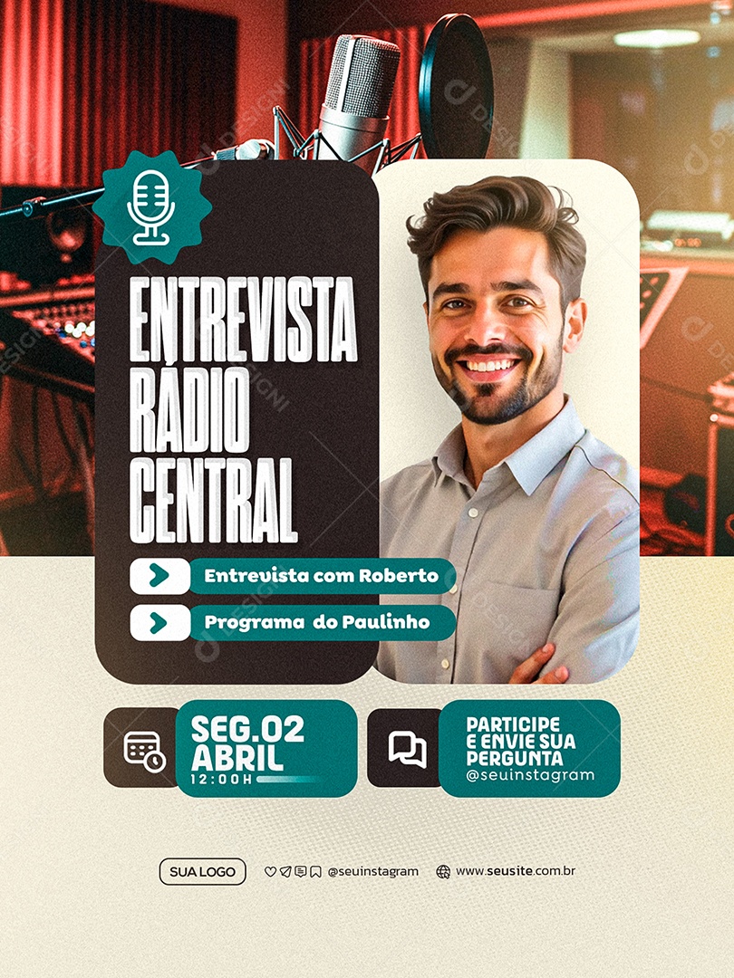 Entrevista Radio Central Social Media PSD Editável