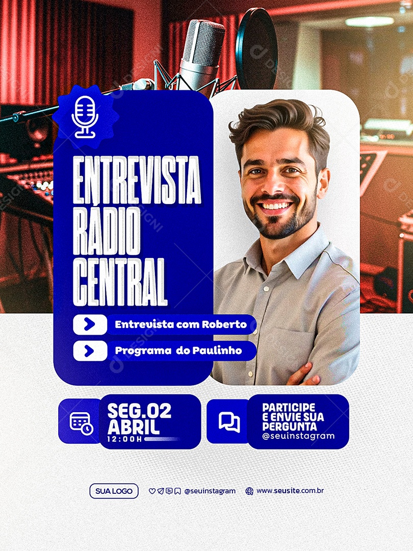 Entrevista Radio Central Social Media PSD Editável