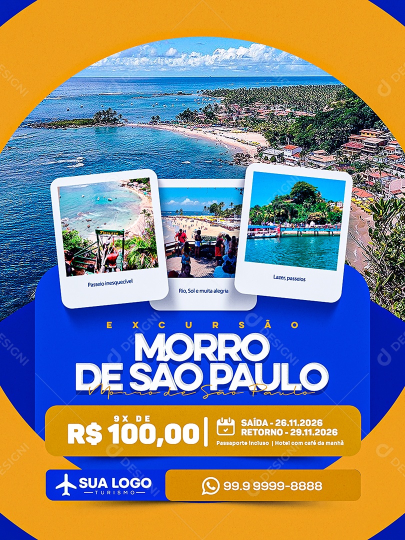 Turismo Excursão Morro de São Paulo Social Media PSD Editável