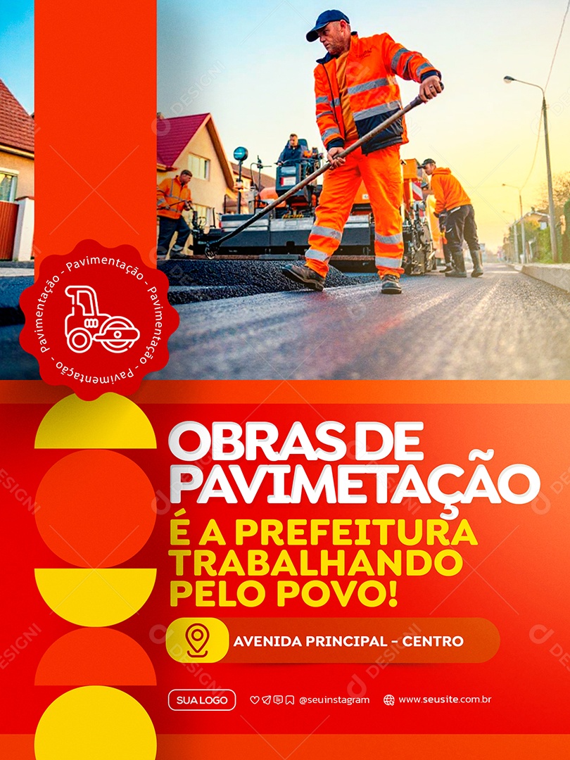 Obra de Pavimentação Prefeitura Social Media PSD Editável