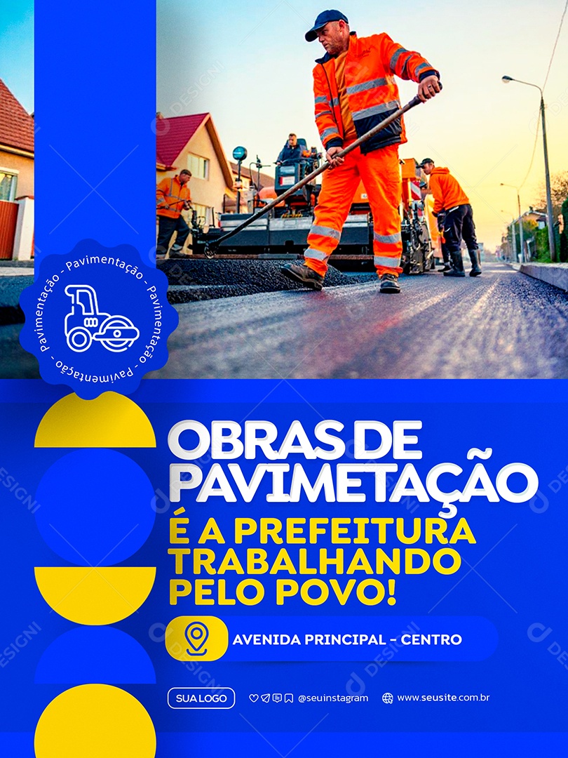 Obra de Pavimentação Prefeitura Social Media PSD Editável