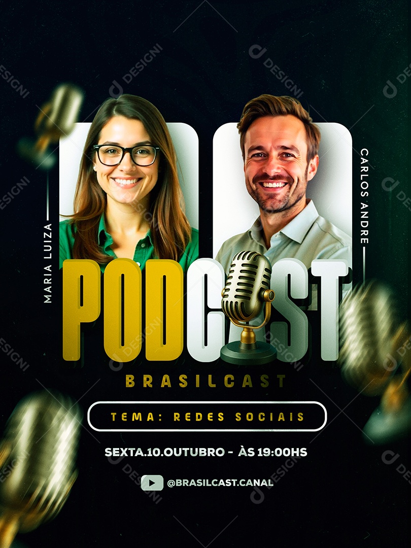 BrasilCast Programa de Entrevista Podcast Social Media PSD Editável