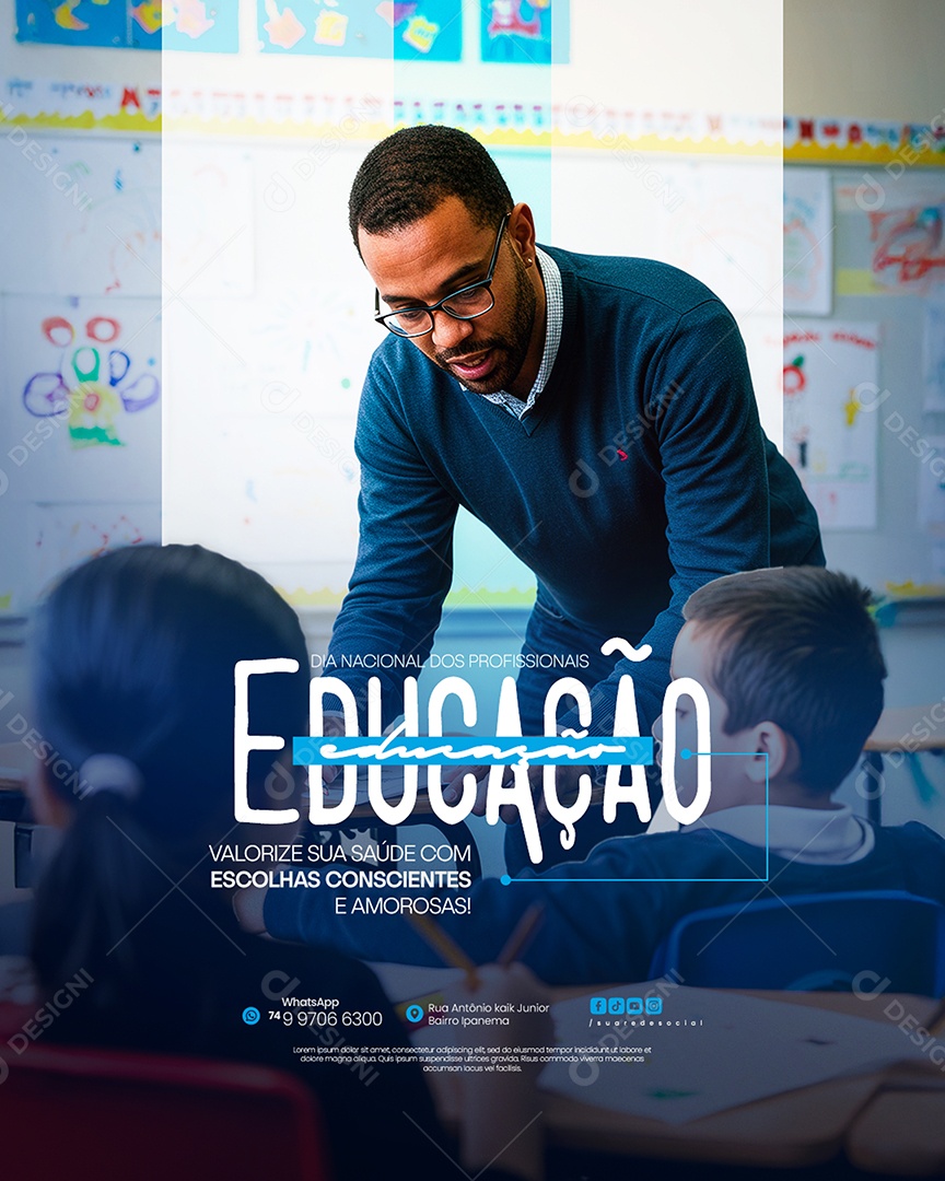 Dia Nacional dos Profissionais de Educação 6 de Agosto Social Media PSD Editável
