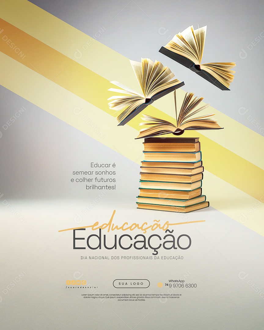 Dia Nacional dos Profissionais de Educação 6 de Agosto Social Media PSD Editável