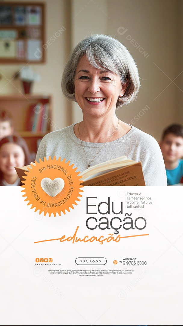 Story Dia Nacional dos Profissionais de Educação 6 de Agosto Social Media PSD Editável