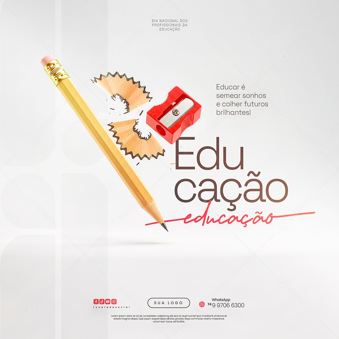 Dia Nacional dos Profissionais de Educação 6 de Agosto Social Media PSD Editável