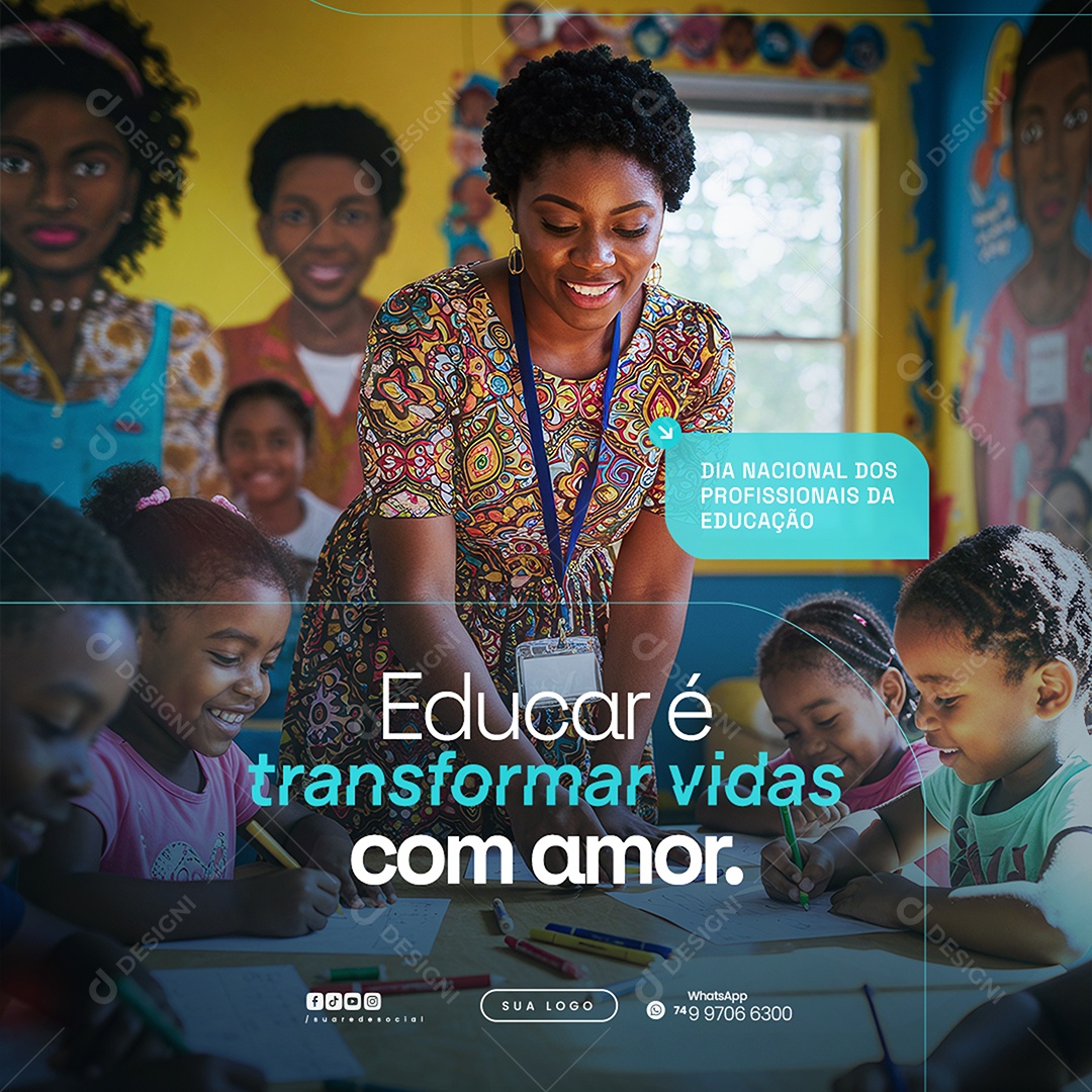 Dia Nacional dos Profissionais de Educação 6 de Agosto Social Media PSD Editável