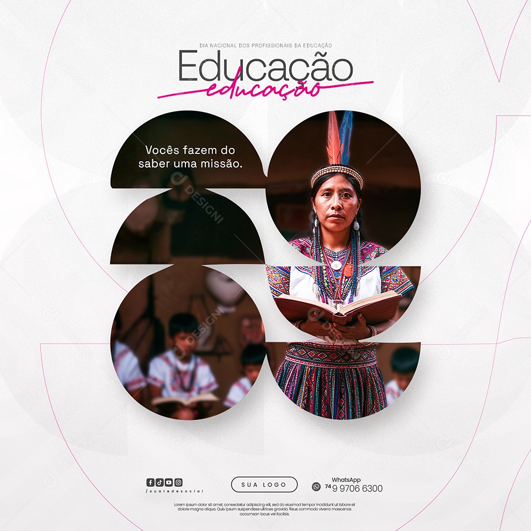 Dia Nacional dos Profissionais de Educação 6 de Agosto Social Media PSD Editável