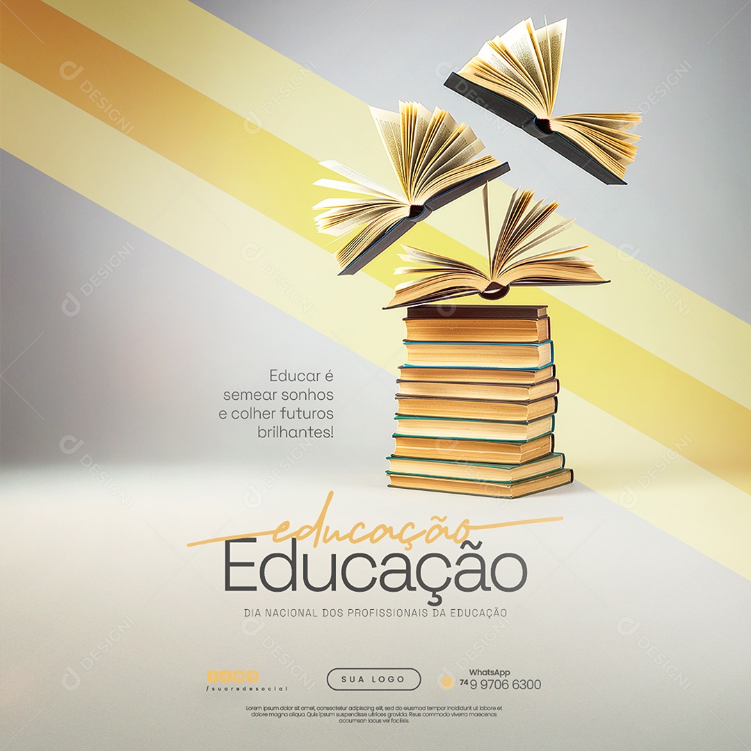 Dia Nacional dos Profissionais de Educação 6 de Agosto Social Media PSD Editável