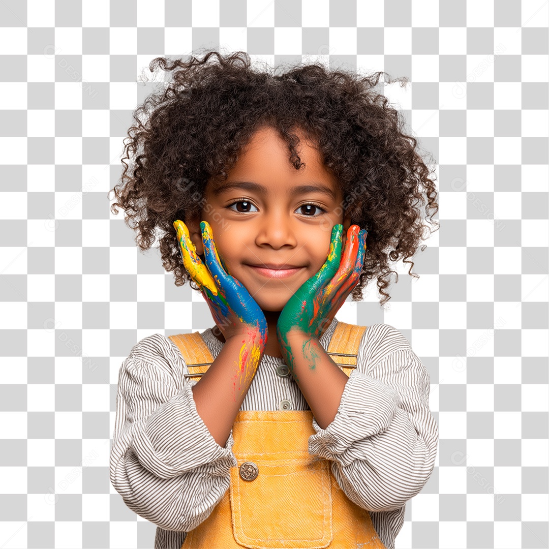 Menina com as Mãos Pintadas PNG Transparente