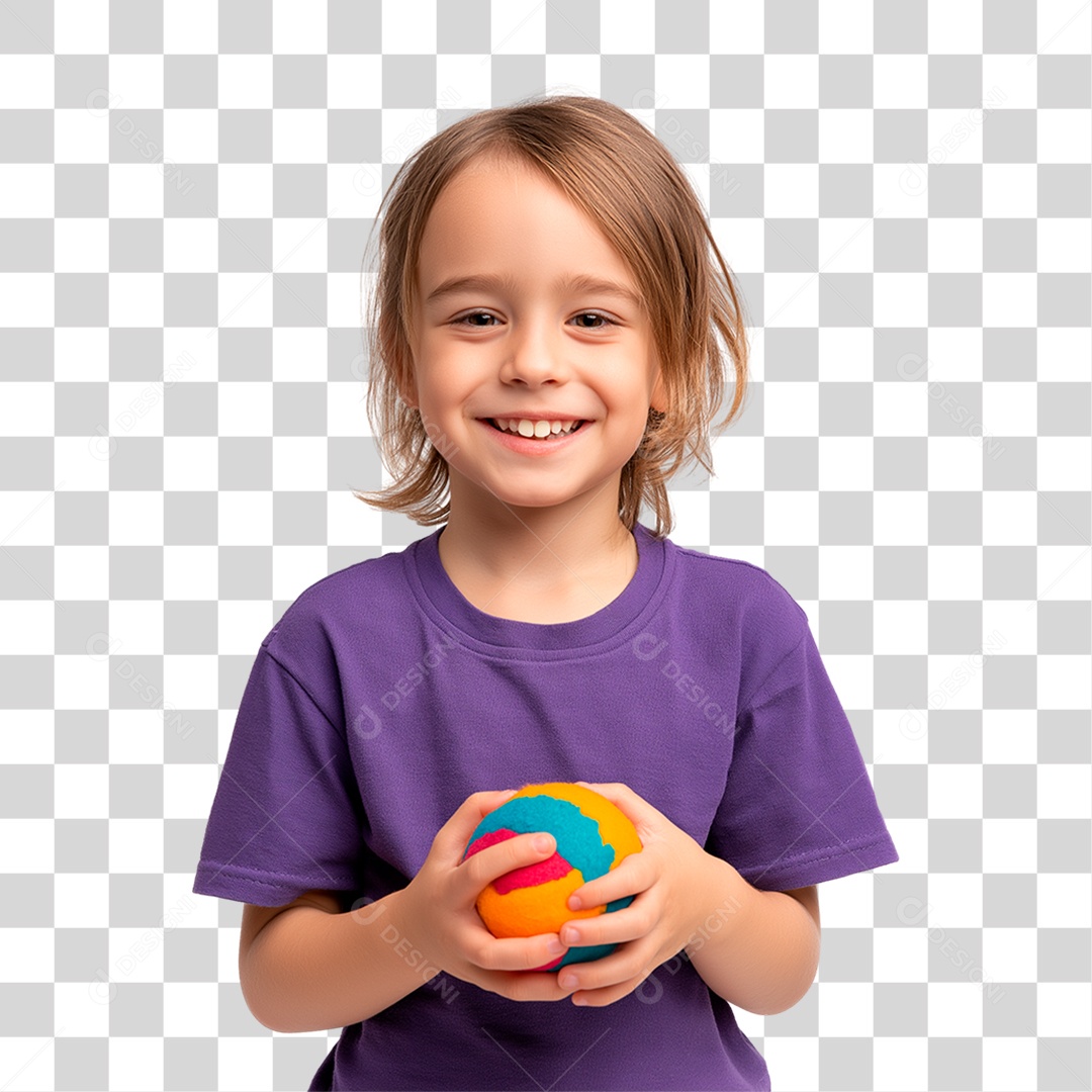 Menina Segurando Bola Colorida PNG Transparente