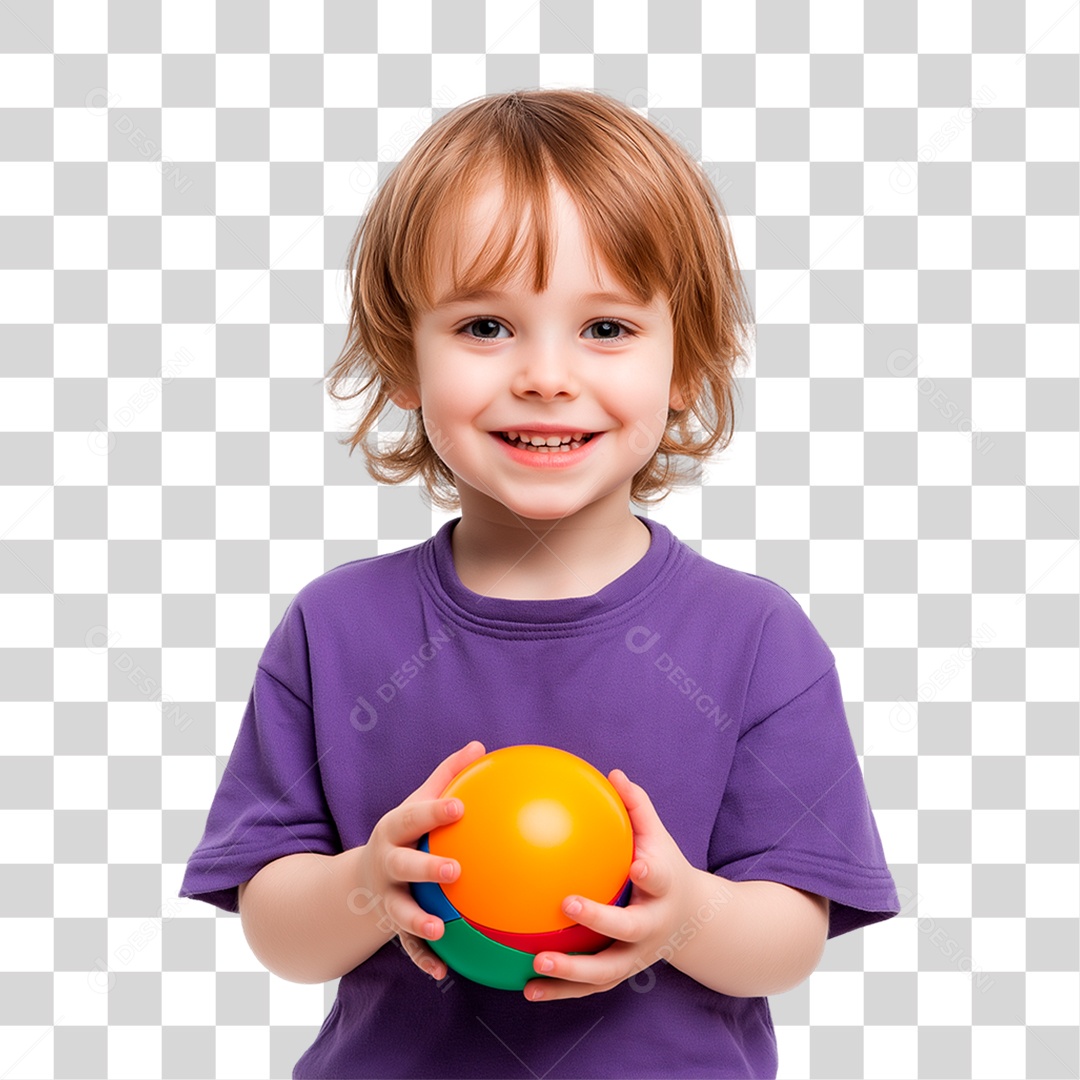 Menina Segurando Bola Colorida PNG Transparente