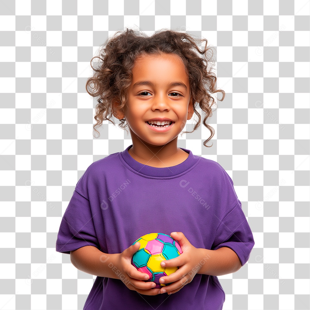 Menina Negra Segurando Bola Colorida PNG Transparente