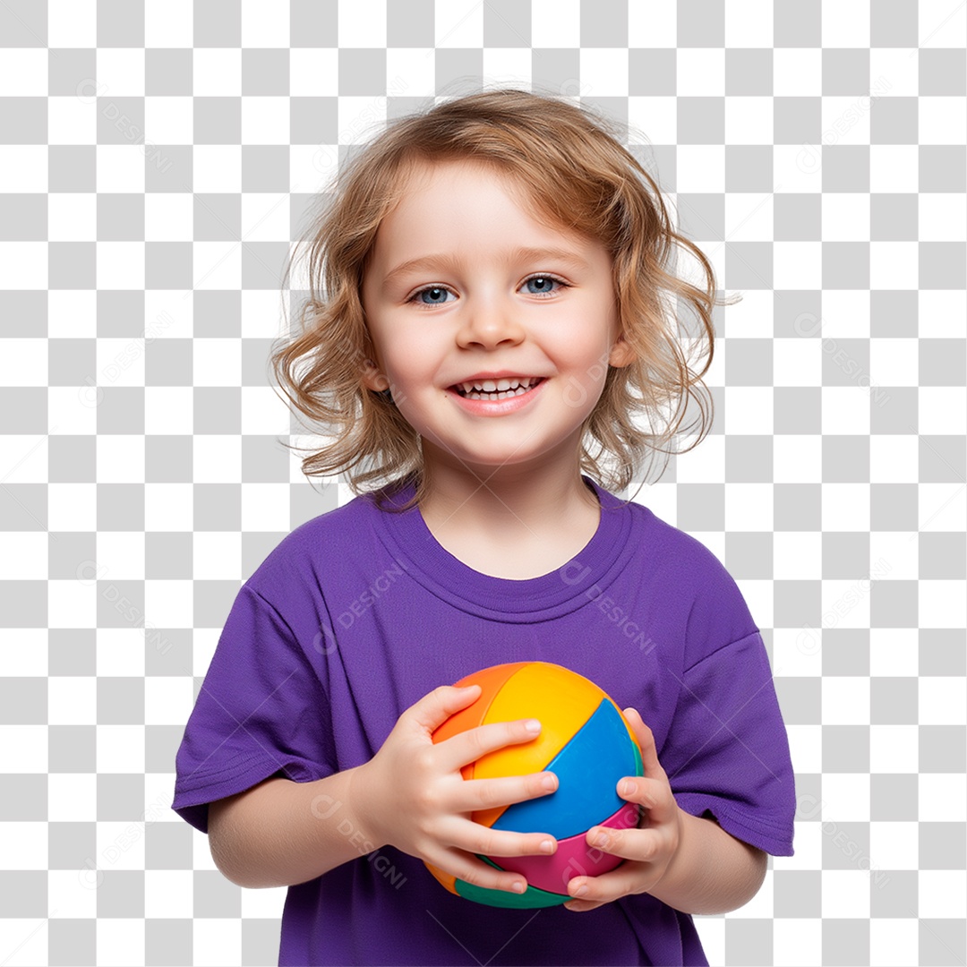 Menina Segurando Bola Colorida PNG Transparente