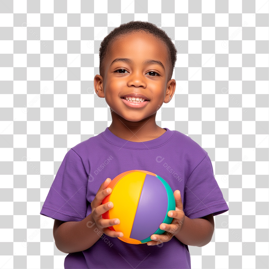 Menino Negro Segurando Bola Colorida PNG Transparente
