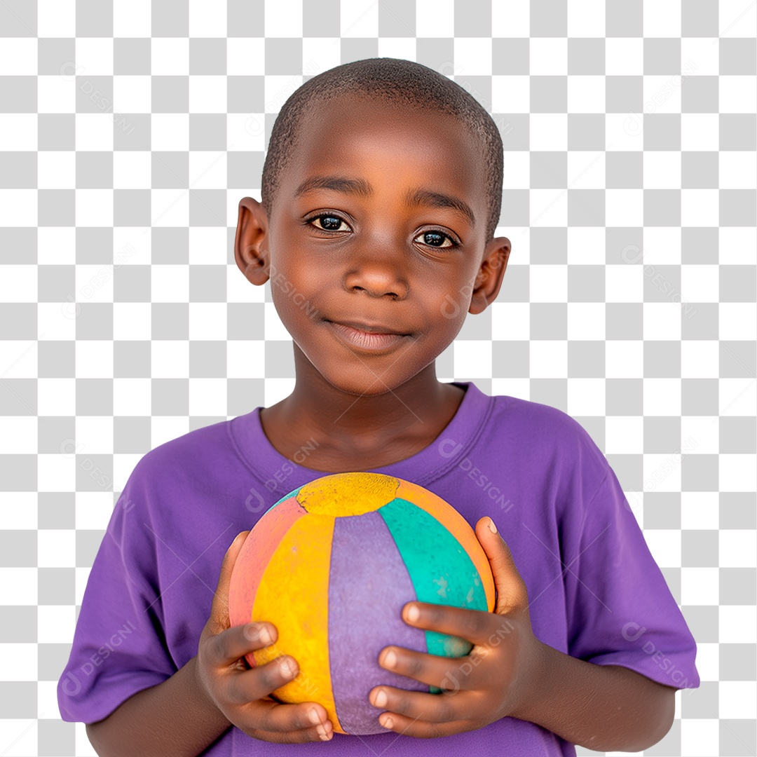 Menino Negro Segurando Bola Colorida PNG Transparente