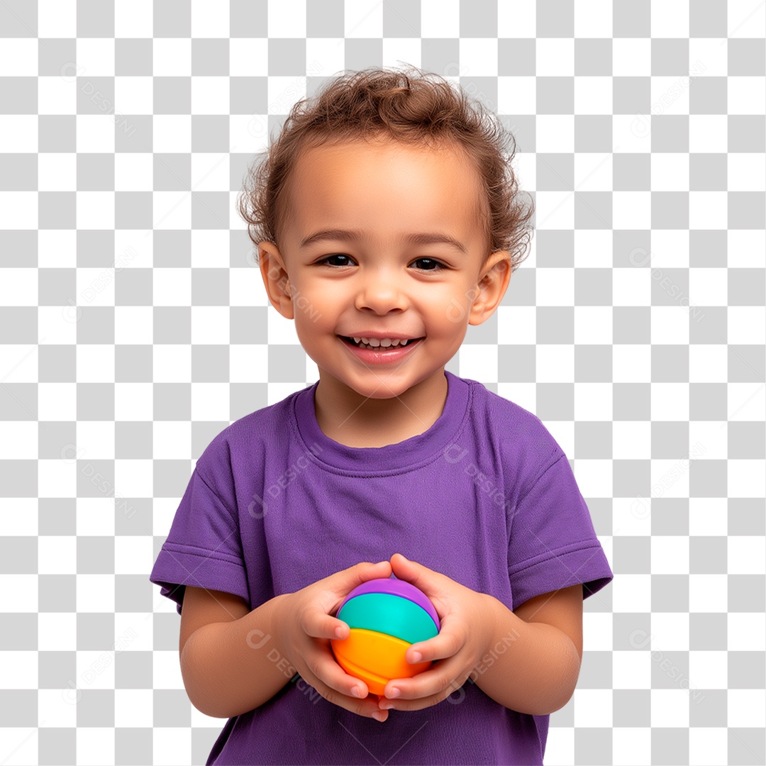 Menina Segurando Bola Colorida PNG Transparente