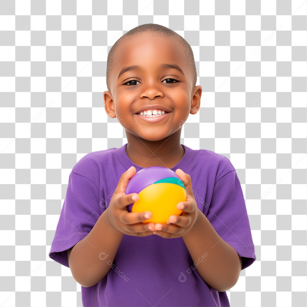 Menino Negro Segurando Bola Colorida PNG Transparente