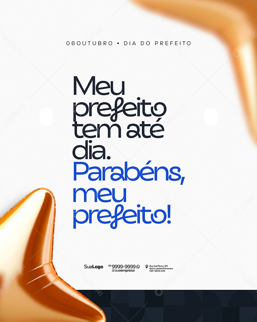 Dia do Prefeito 06 de Outubro Social Media PSD Editável