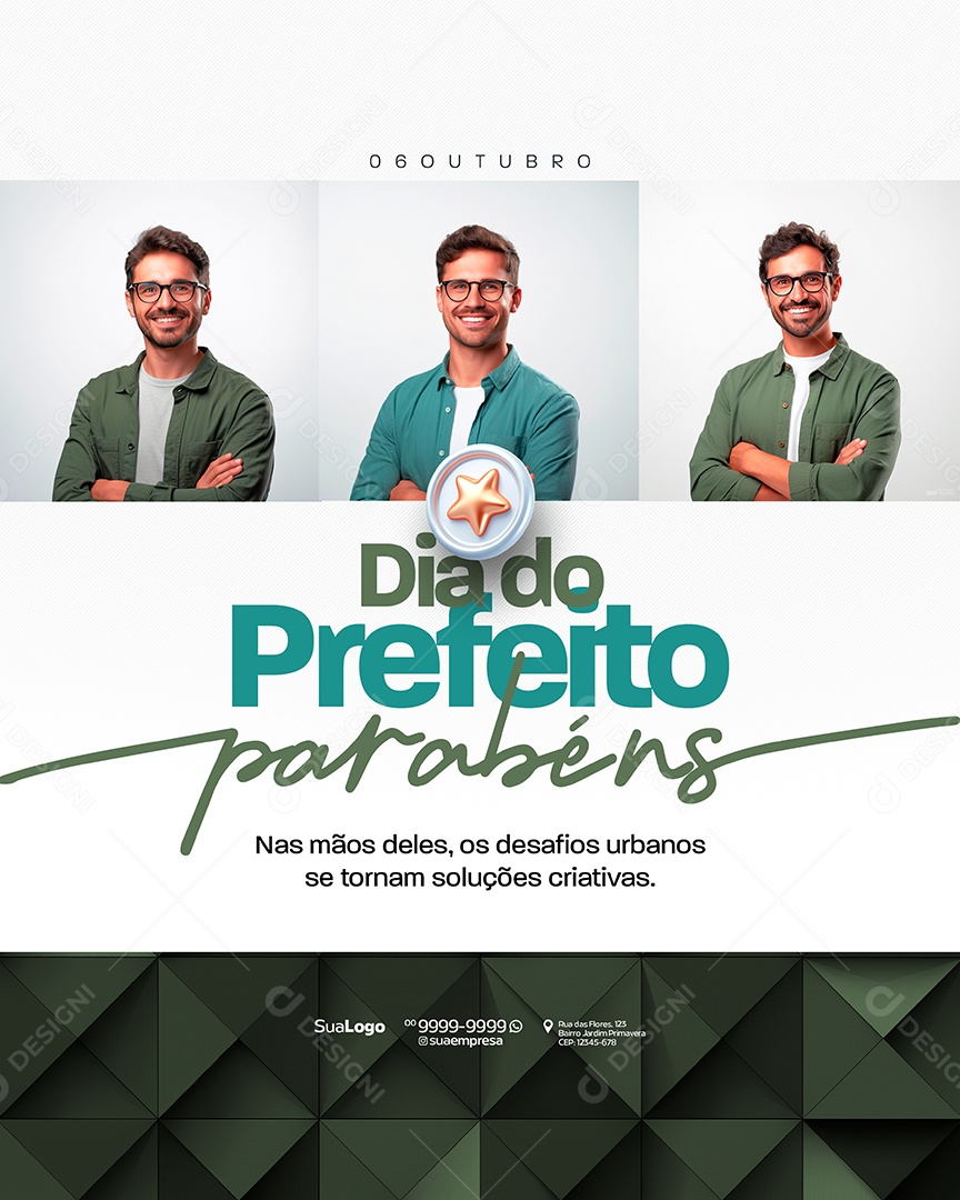 Dia do Prefeito 06 de Outubro Parabéns Social Media PSD Editável