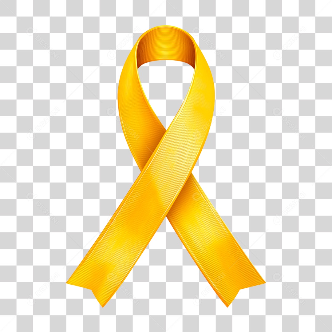 Laço Amarelo Conscientização PNG Transparente