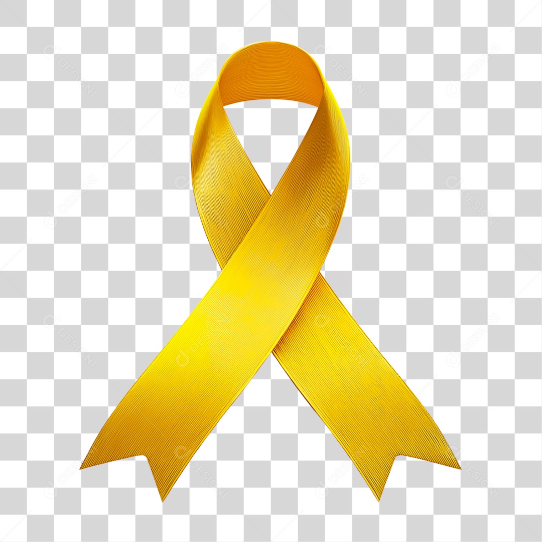 Laço Amarelo Conscientização PNG Transparente