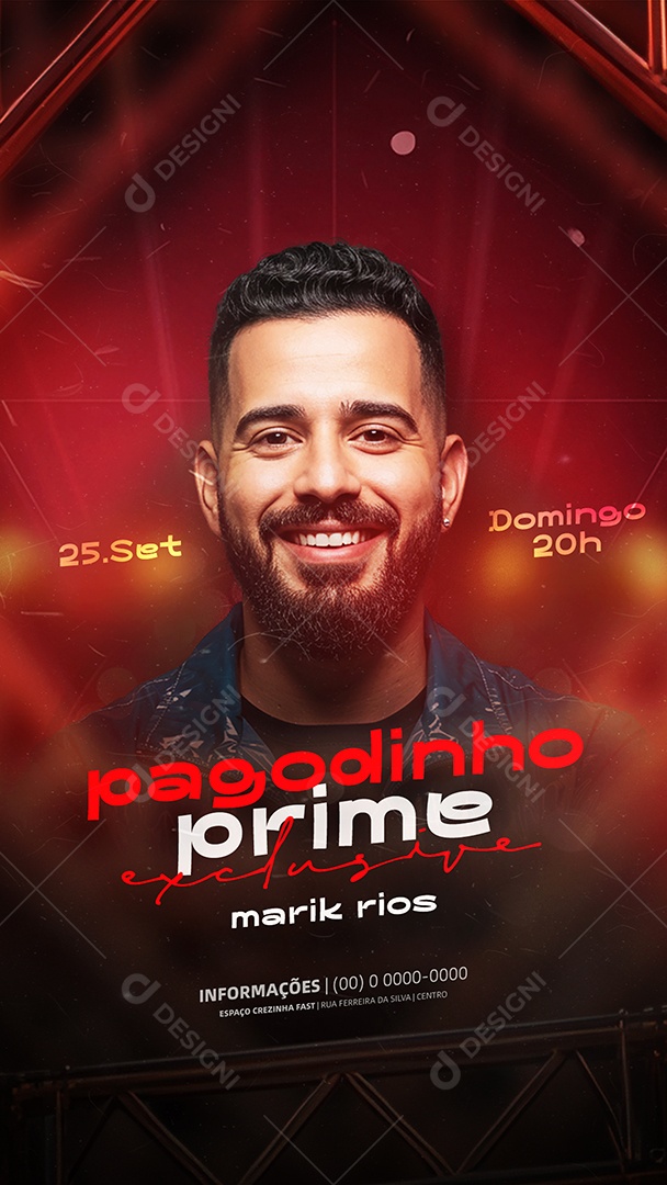 Story Flyer Próximos Shows Pagodinho Prime Social Media PSD Editável