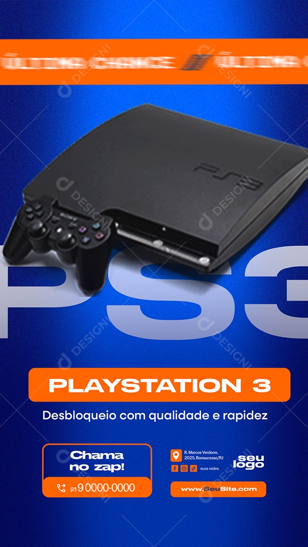 Story Loja de Games Playstation 3 Social Media PSD Editável
