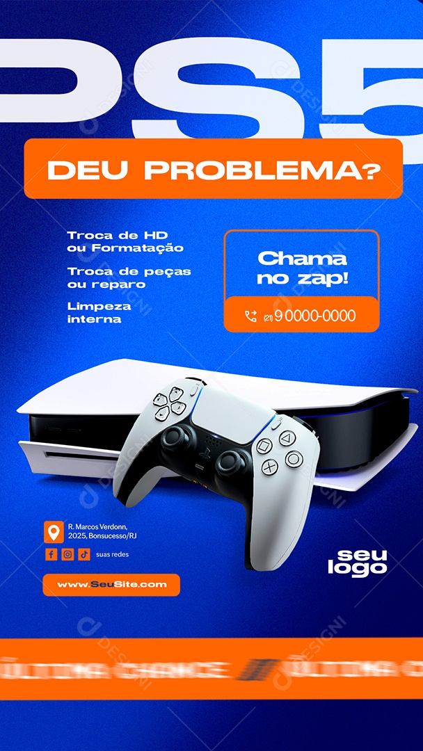 Story Loja de Games Deu Problema Troca de HD Social Media PSD Editável