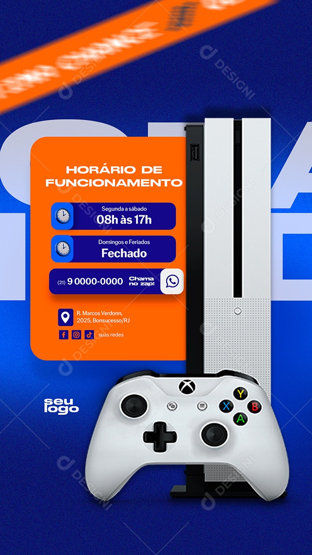Story Loja de Games Horário de Funcionamento Social Media PSD Editável