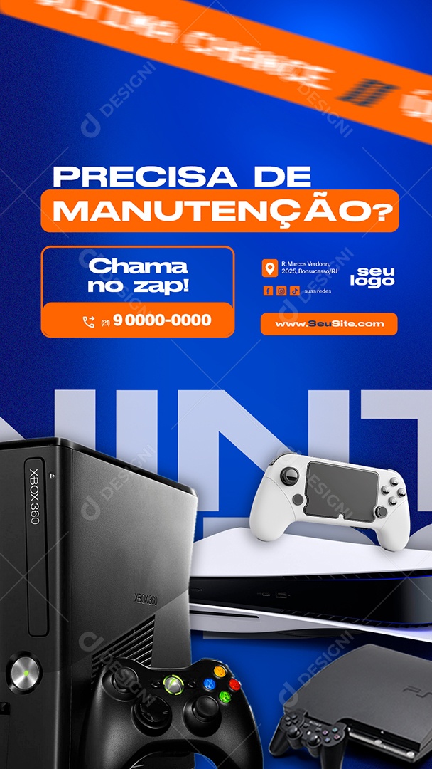 Story Loja de Games Precisa de Manutenção Chama no Zap Social Media PSD Editável