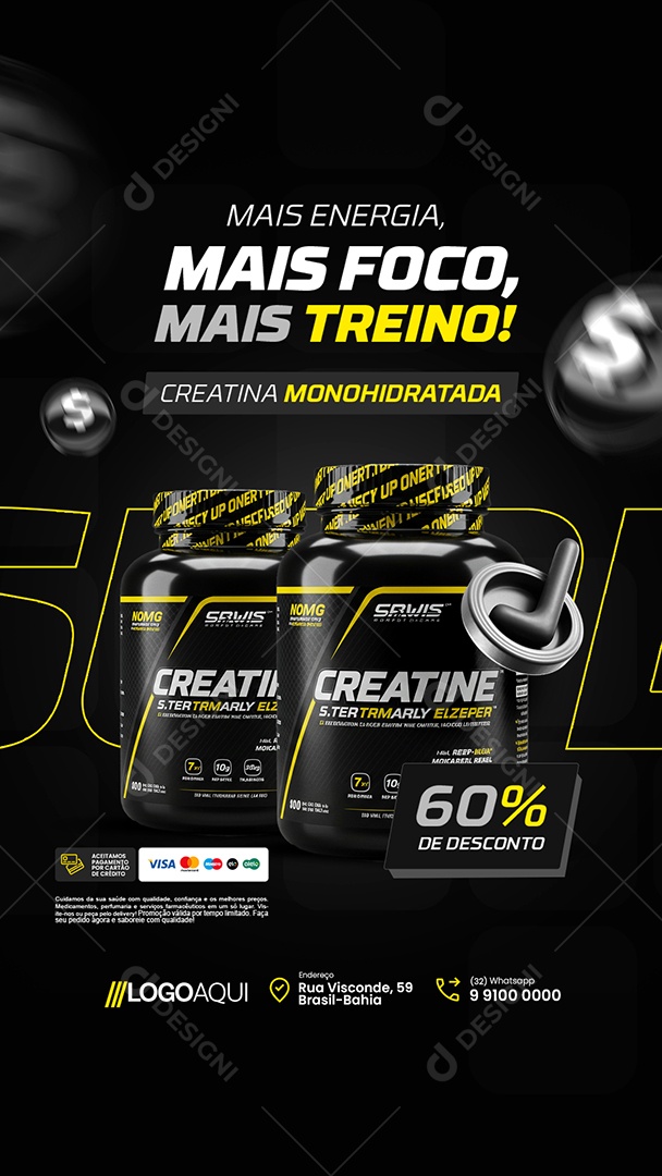 Story Loja de Suplementos Mais Energia Mais Foco Social Media PSD Editável