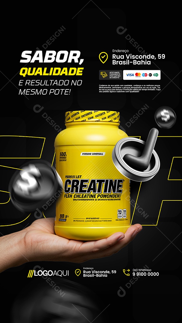 Story Loja de Suplementos Sabor Qualidade Social Media PSD Editável