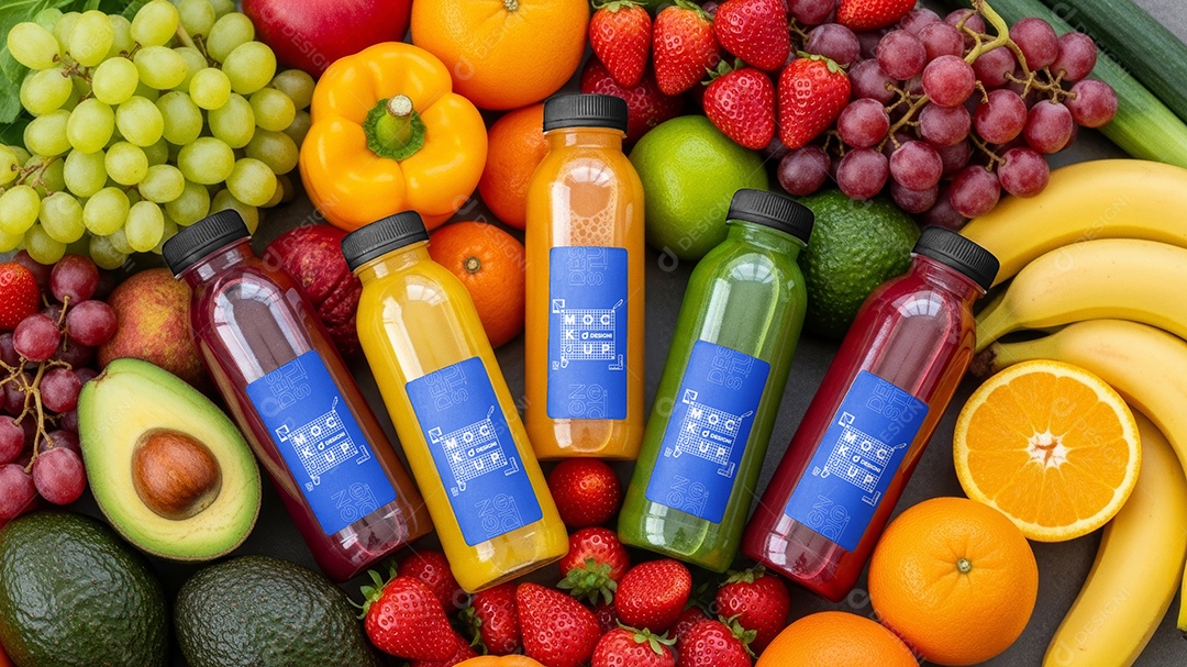 Mockup Suco Natural de Fruta PSD Editável