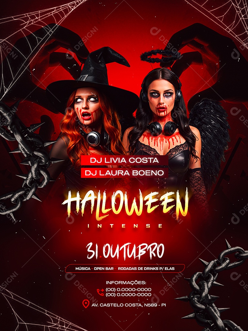 Flyer Próximos Shows Halloween Intense Social Media PSD Editável