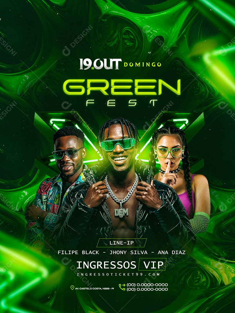 Flyer Próximos Shows Green Fest Social Media PSD Editável