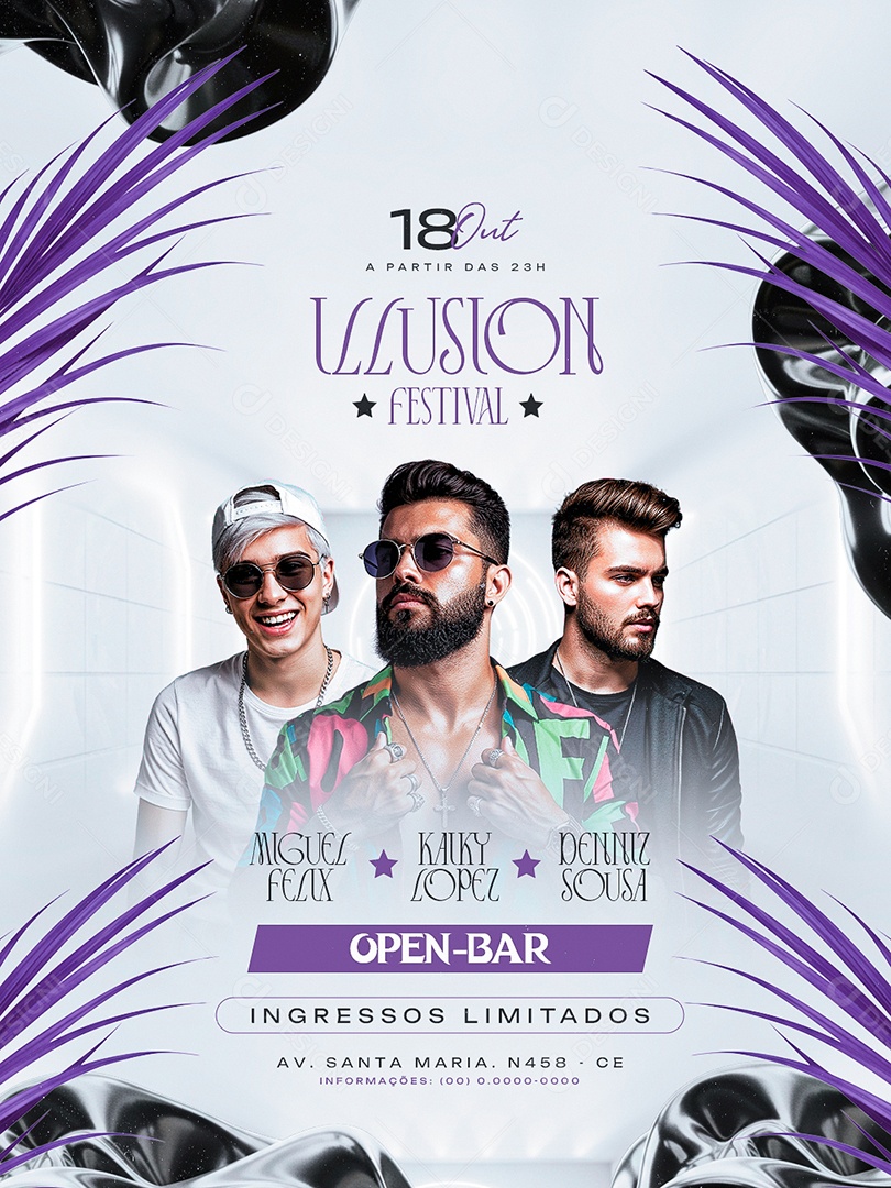Flyer Próximos Shows Illusion Festival Social Media PSD Editável
