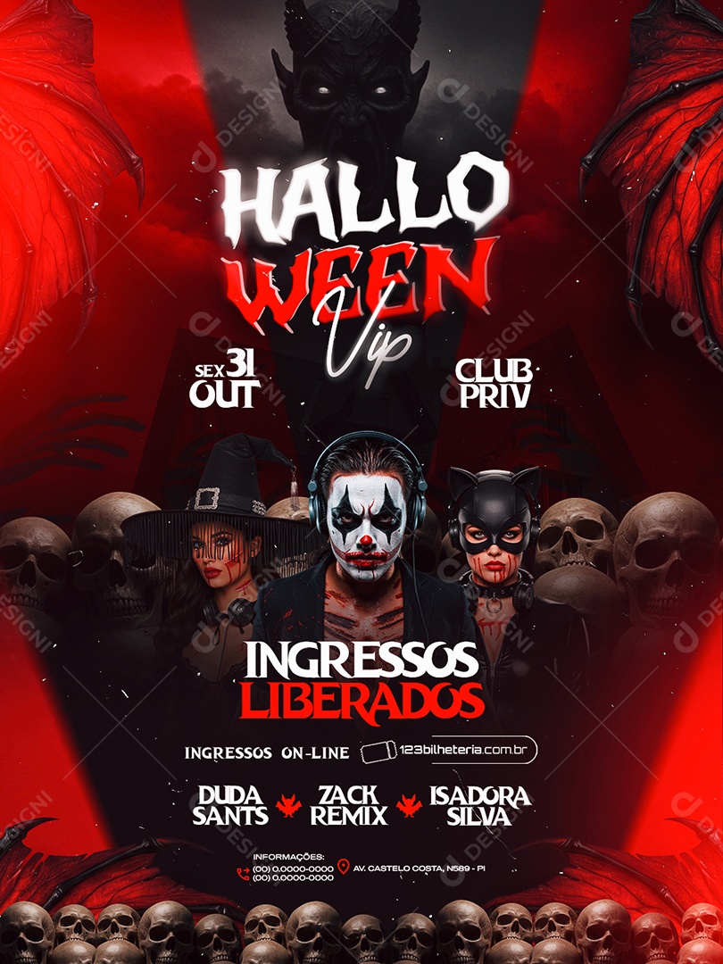Flyer Próximos Shows Halloween Vip Social Media PSD Editável