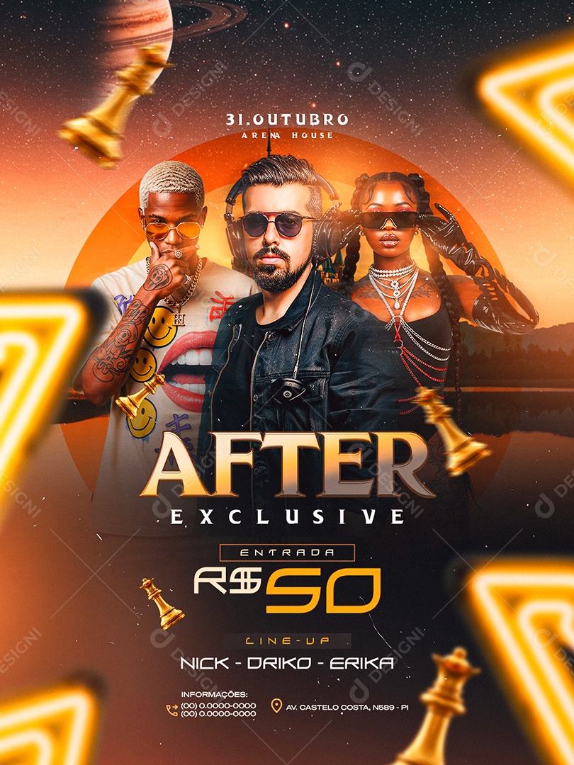 Flyer Próximos Shows After Exclusive Social Media PSD Editável