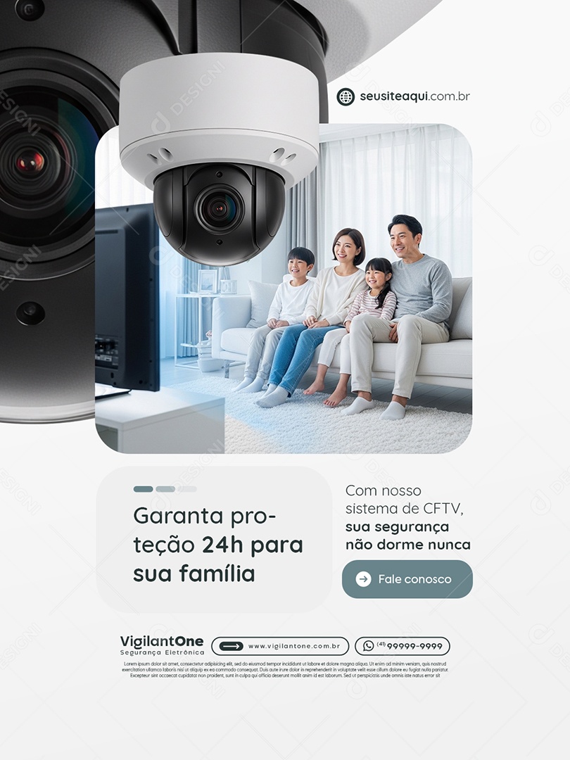 CFTV Garanta Proteção 24h para Sua Família Social Media PSD Editável