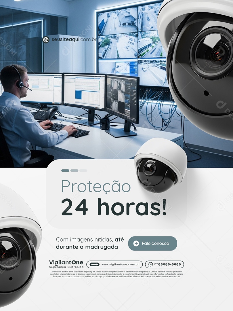 CFTV Proteção 24 Horas Social Media PSD Editável