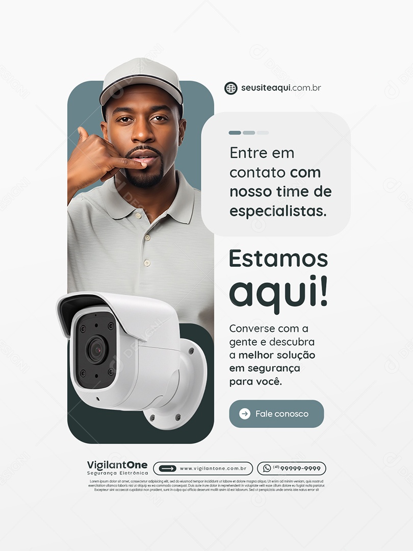 CFTV Entre em Contato com Nosso Time de Especialistas Social Media PSD Editável