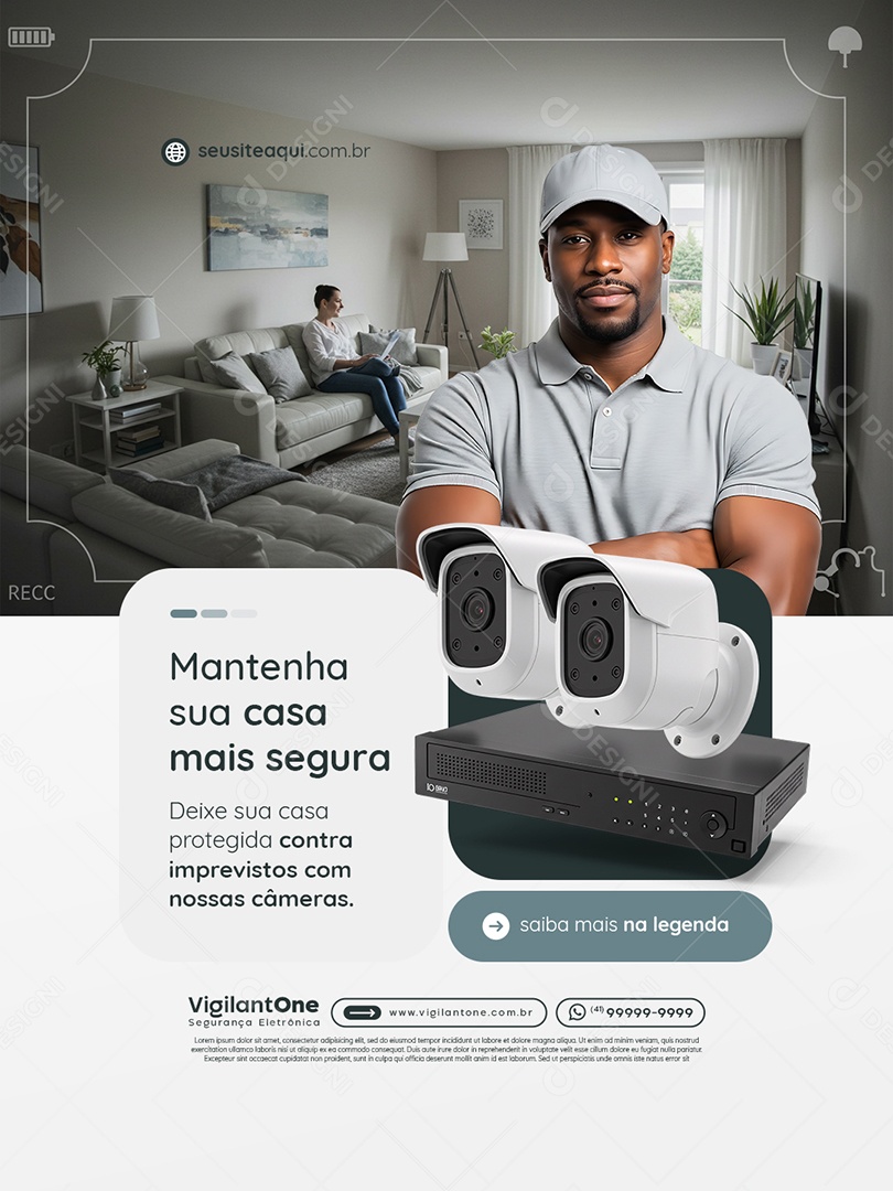 CFTV Mantenha sua Casa Segura Social Media PSD Editável