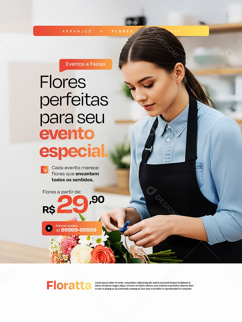 Floricultura Flores Perfeitas para Seu Evento Especial Social Media PSD Editável