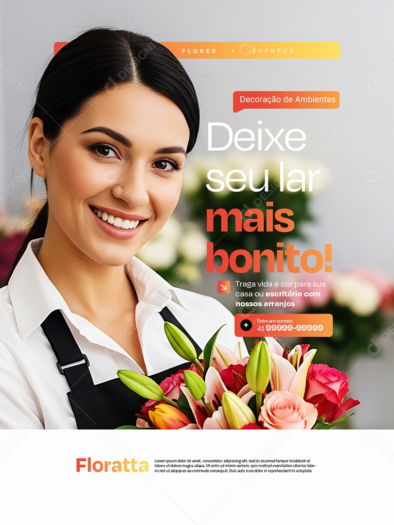 Floricultura Deixe Seu Lar Mais Bonito Social Media PSD Editável