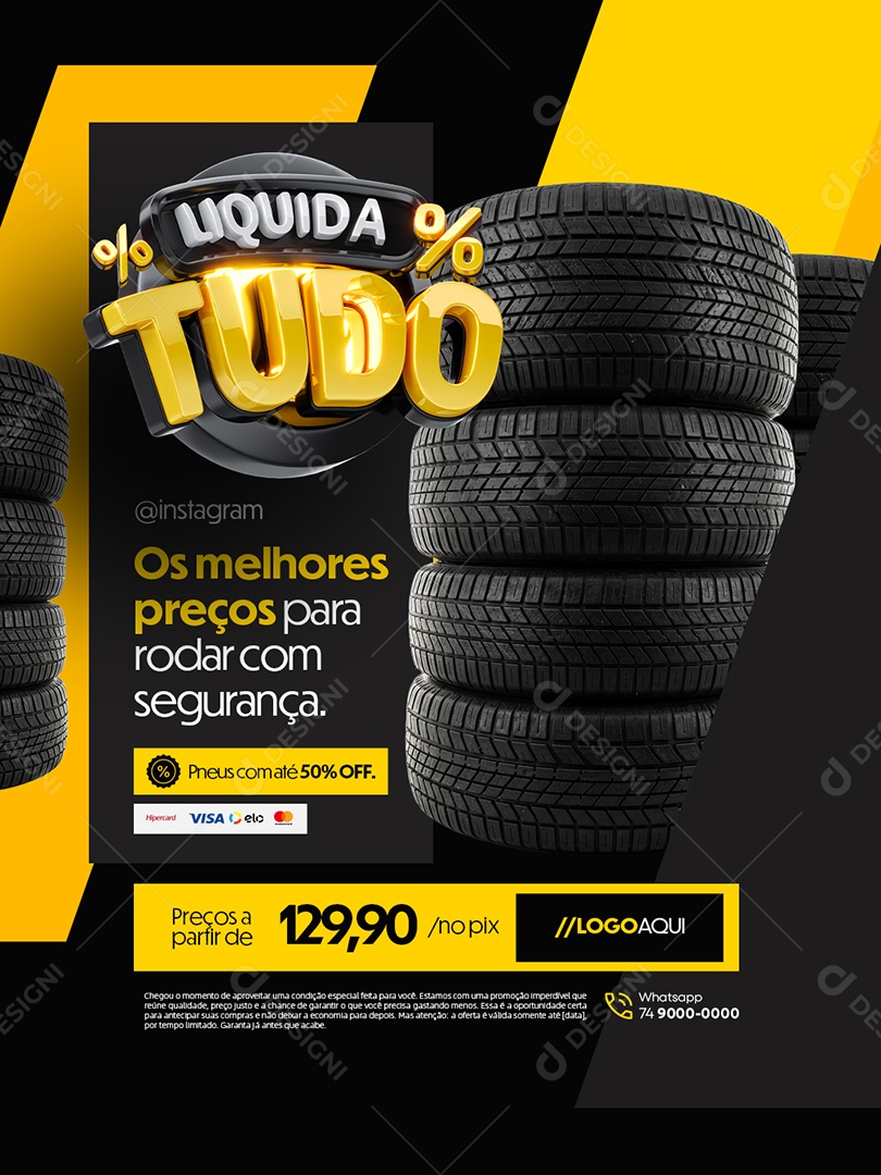 Liquida Tudo Loja de Pneus Os Melhores Preços Social Media PSD Editável
